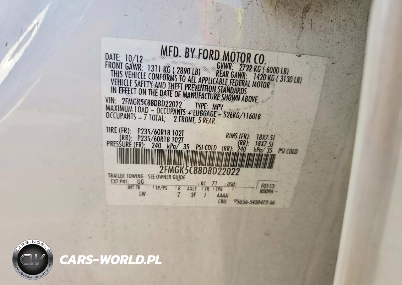 2013 Ford Flex Sel VIN:2FMGK5C88DBD22022 - 13
