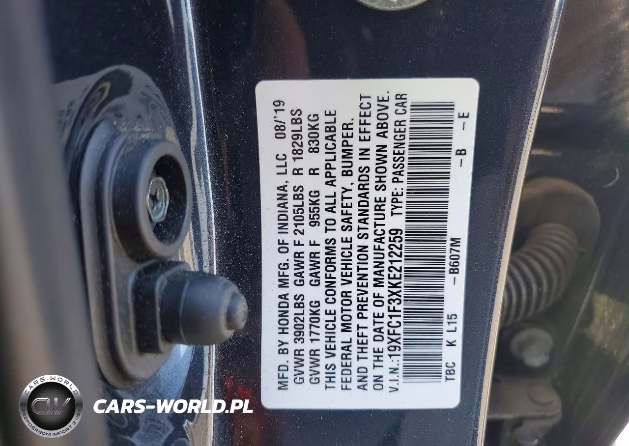 2019 Honda Civic Ex VIN:19XFC1F3XKE212259 - 12