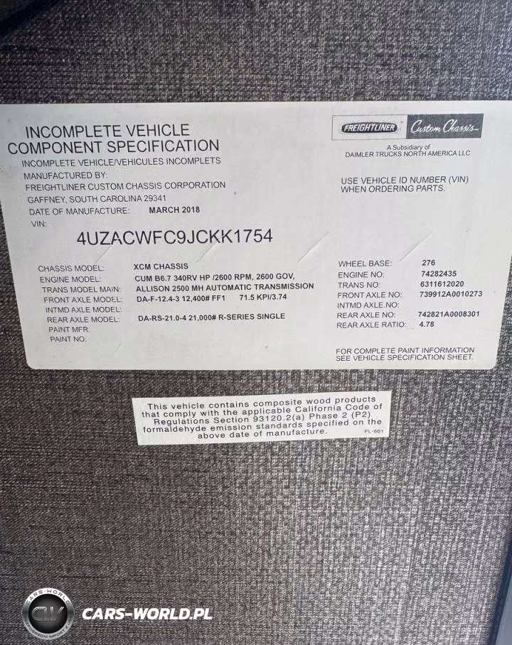 2019 Freightliner Fleetwood Rv VIN:4UZACWFC9JCKK1754 - 10
