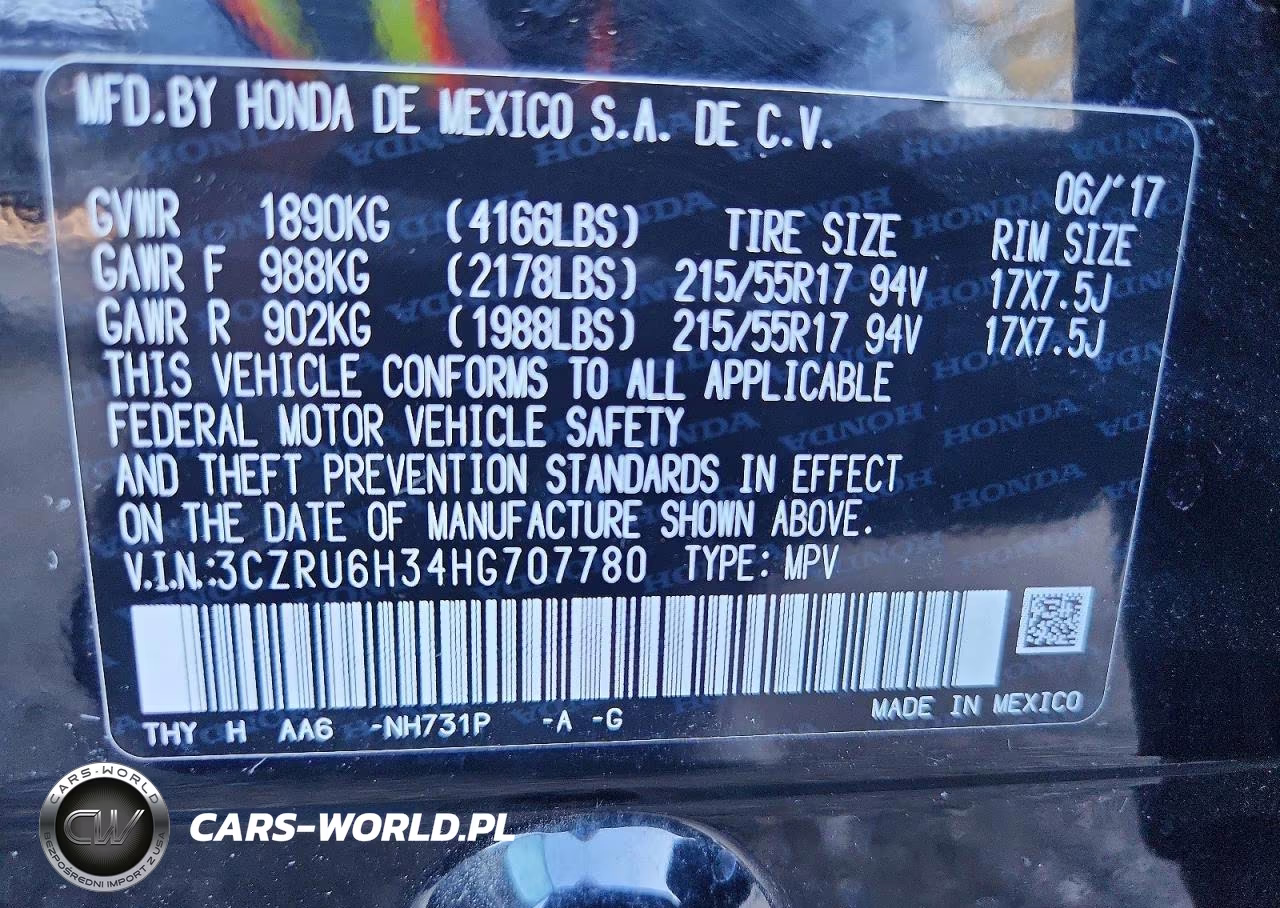 2017 Honda Hr-V Lx VIN:3CZRU6H34HG707780 - 14