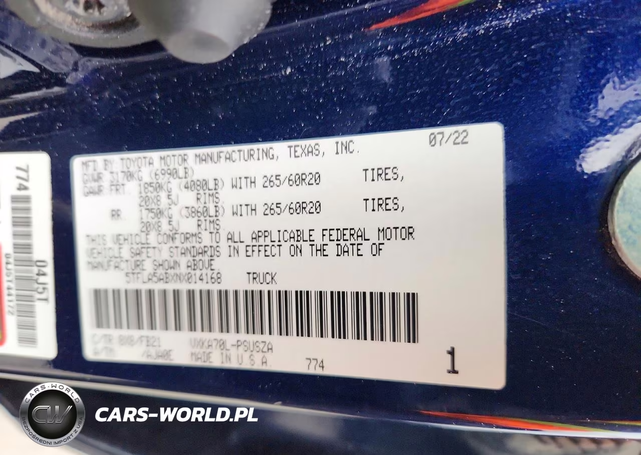 2022 Toyota Tundra Sr5 VIN:5TFLA5ABXNX014168 - 12