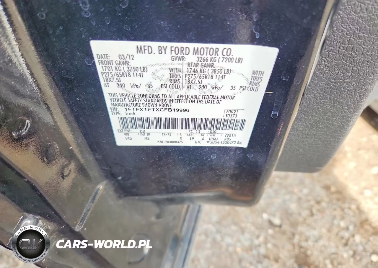 2012 Ford F150 Super Cab VIN:1FTFX1ETXCFB19996 - 12