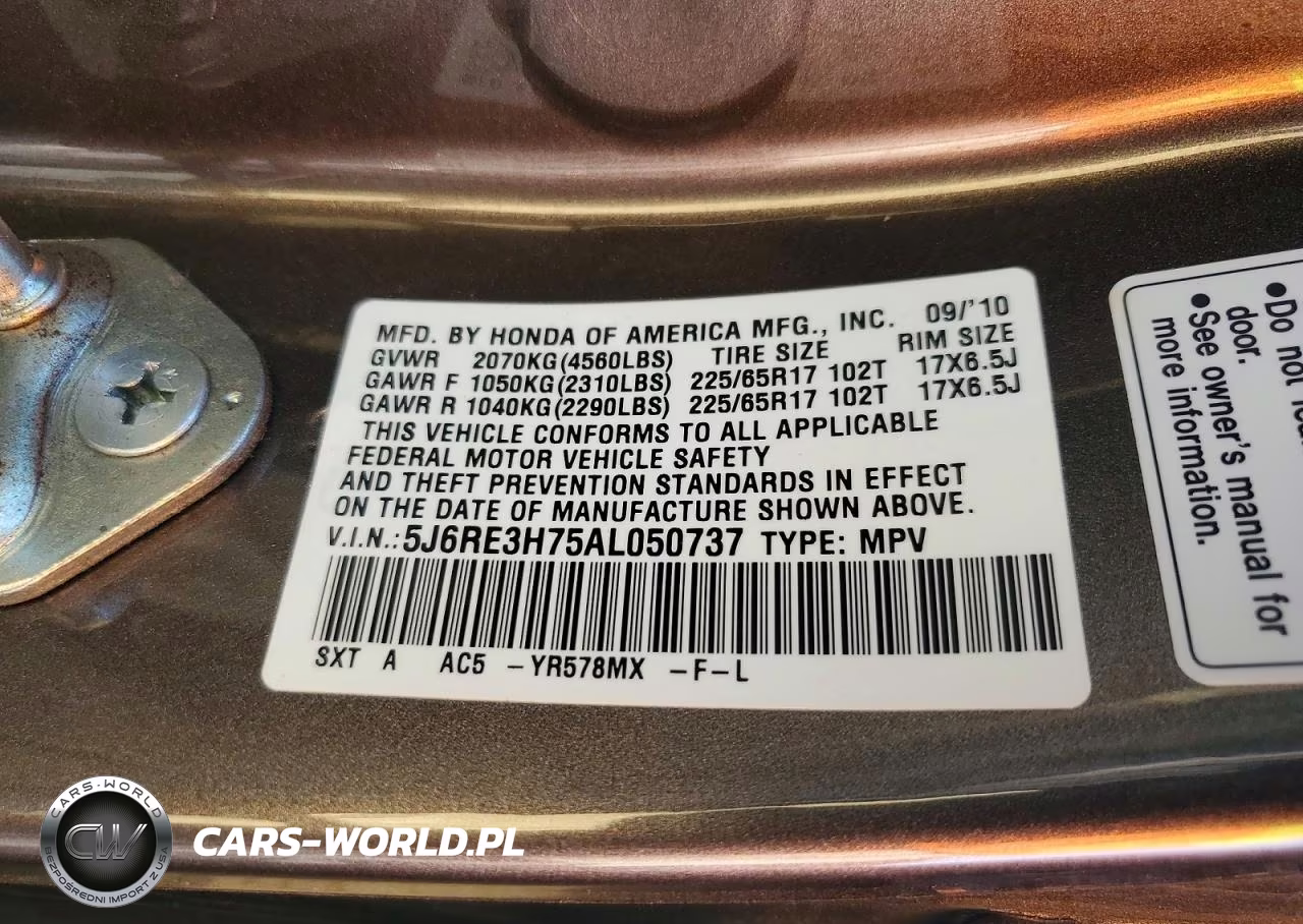 2010 Honda Cr-V VIN:5J6RE3H75AL050737 - 14