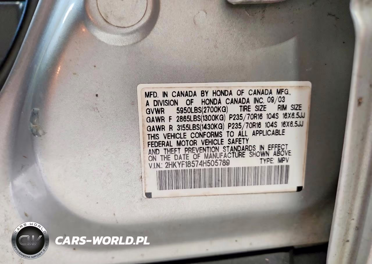 2004 Honda Pilot Exl VIN:2HKYF18574H505789 - 12