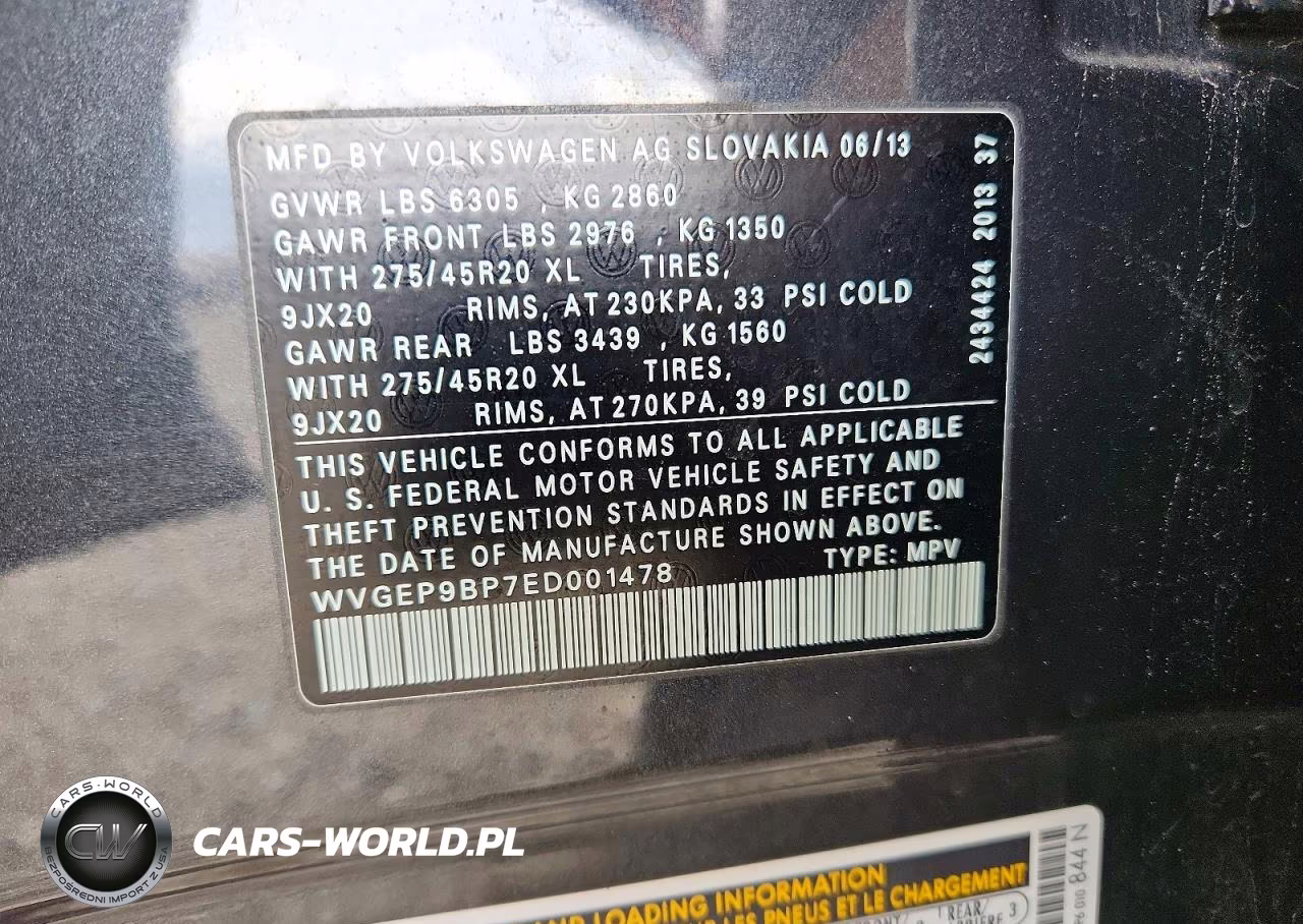 2014 Volkswagen Touareg V6 Tdi VIN:WVGEP9BP7ED001478 - 12