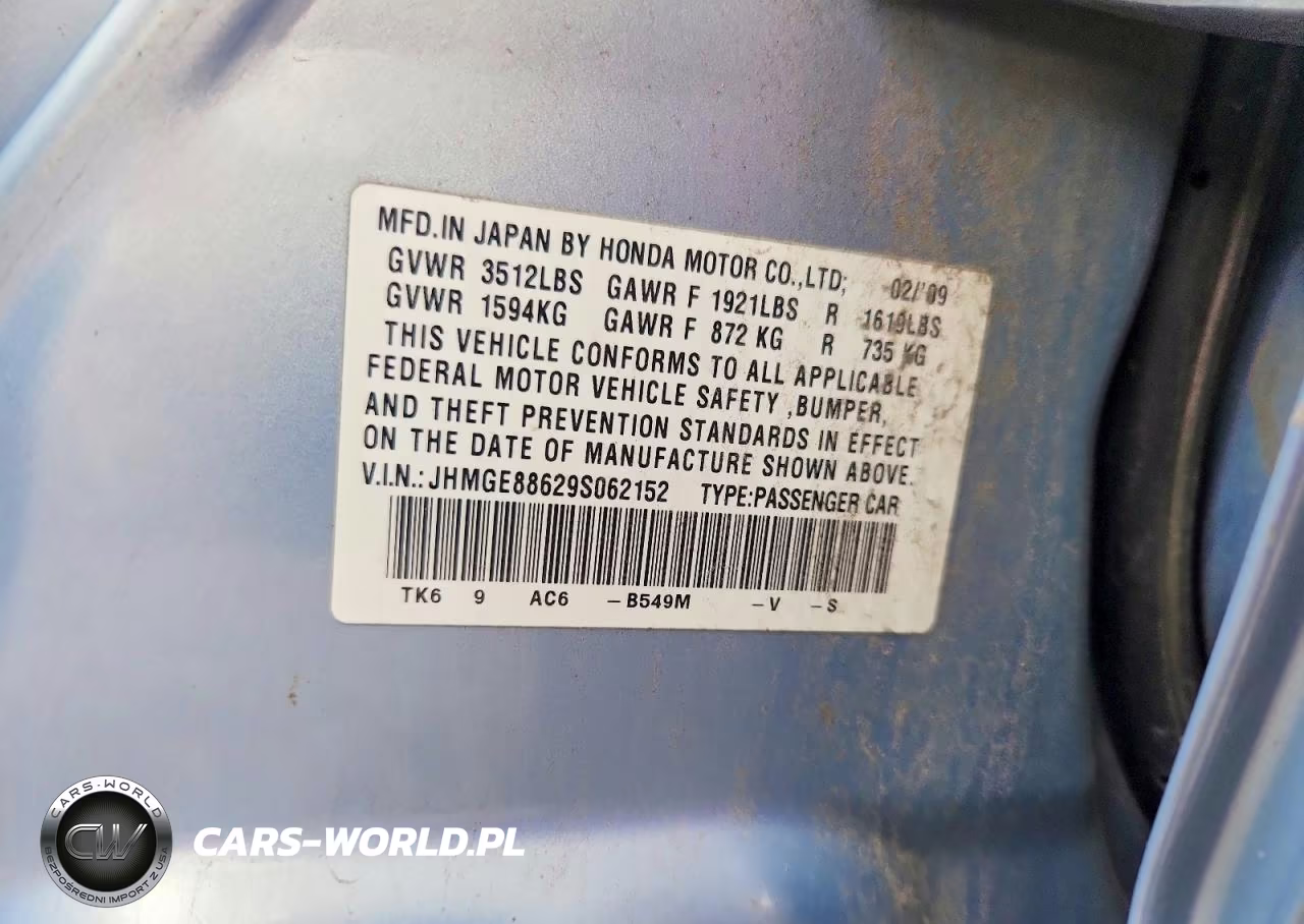 2009 Honda Fit Sport VIN:JHMGE88629S062152 - 12