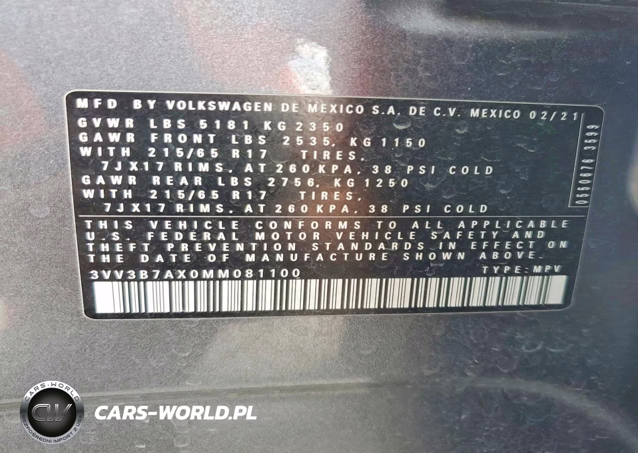 2021 Volkswagen Tiguan Se VIN:3VV3B7AX0MM081100 - 13