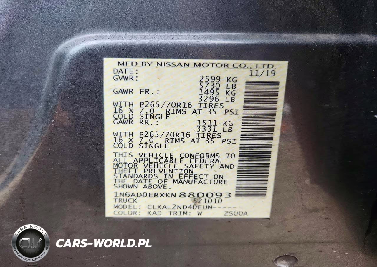 2019 Nissan Frontier Sv VIN:1N6AD0ERXKN880093 - 12