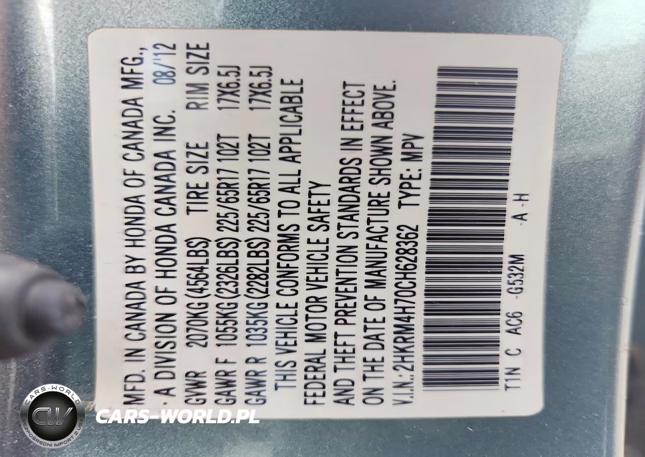 2012 Honda Cr-V Exl VIN:2HKRM4H70CH628362 - 13