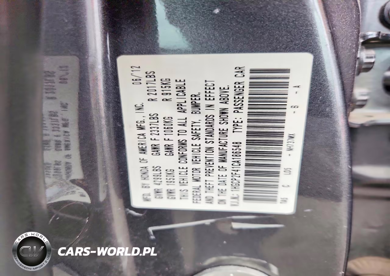 2012 Honda Accord Lxp VIN:1HGCP2F41CA186548 - 12
