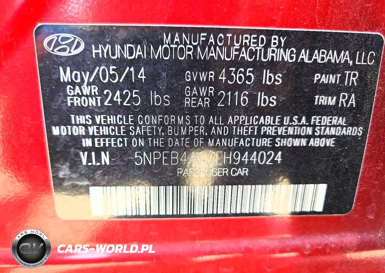 2014 Hyundai Sonata Gls VIN:5NPEB4AC6EH944024 - 12