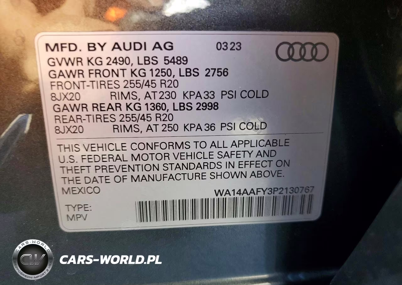 2023 Audi Q5 Sportback Premium 45 VIN:WA14AAFY3P2130767 - 14