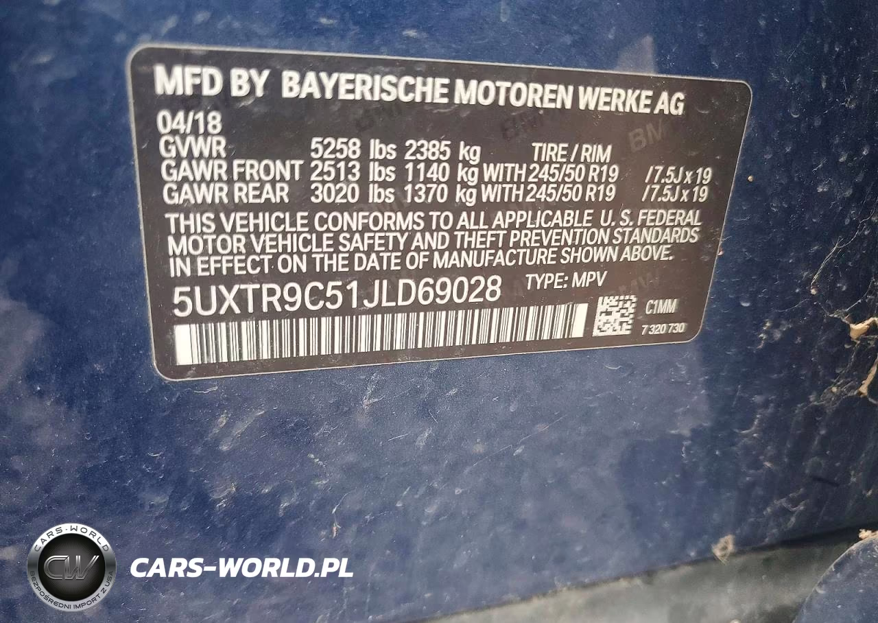 2018 BMW X3 xDrive30I VIN:5UXTR9C51JLD69028 - 13