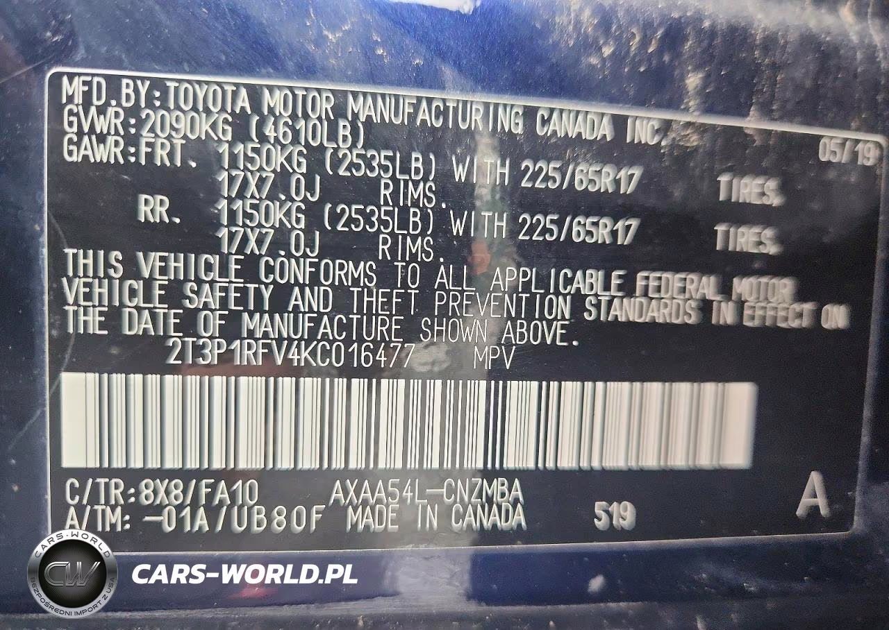 2019 Toyota Rav4 Xle VIN:2T3P1RFV4KC016477 - 13