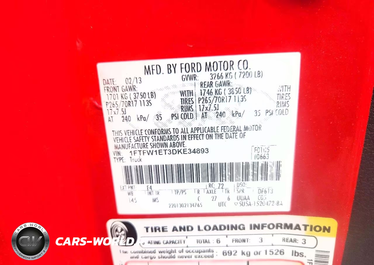 2013 Ford F150 Supercrew VIN:1FTFW1ET3DKE34893 - 12