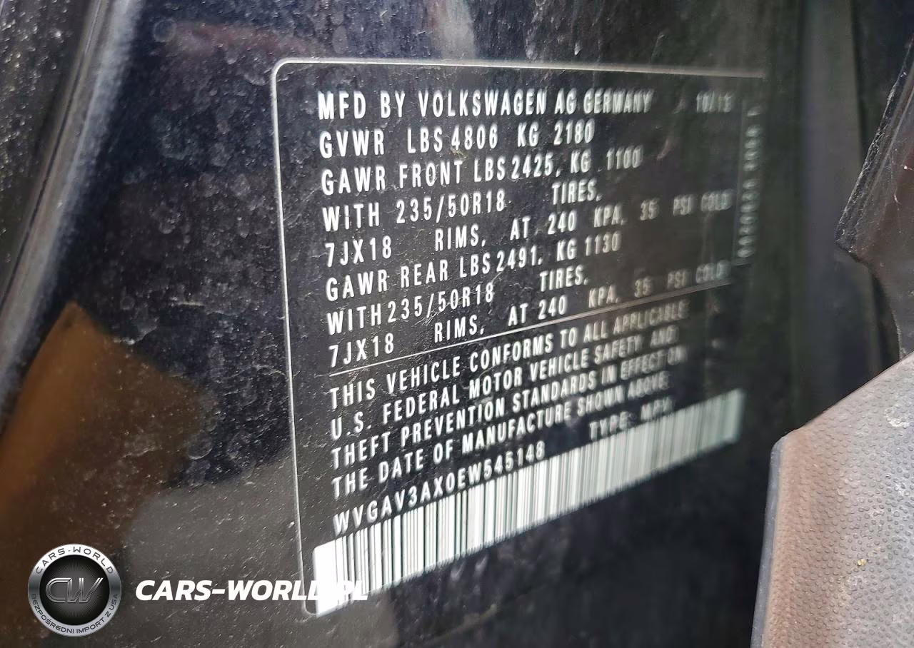 2014 Volkswagen Tiguan S VIN:WVGAV3AX0EW545148 - 12