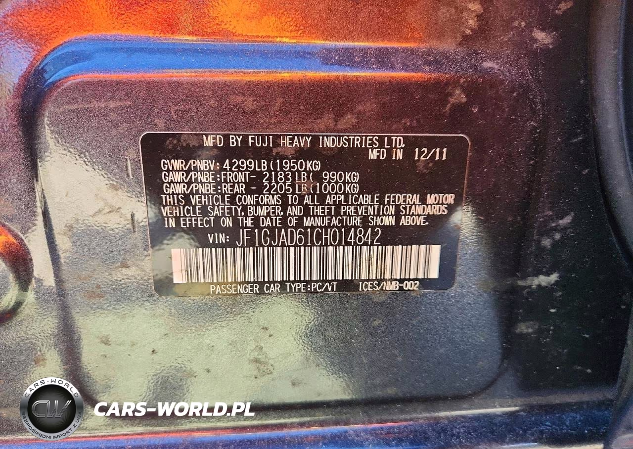 2012 Subaru Impreza Premium VIN:JF1GJAD61CH014842 - 12