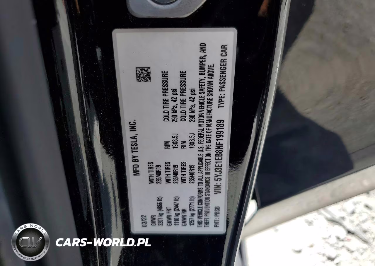 2022 Tesla Model 3 VIN:5YJ3E1EB8NF199189 - 13