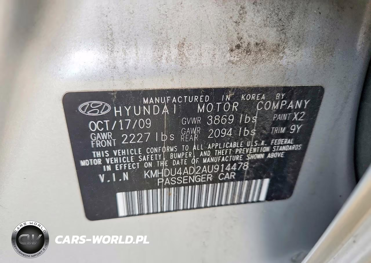 2010 Hyundai Elantra Gls VIN:KMHDU4AD2AU914478 - 12
