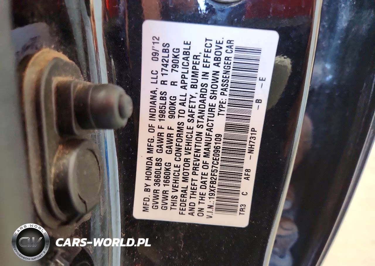 2012 Honda Civic Lx VIN:19XFB2F57CE096109 - 12