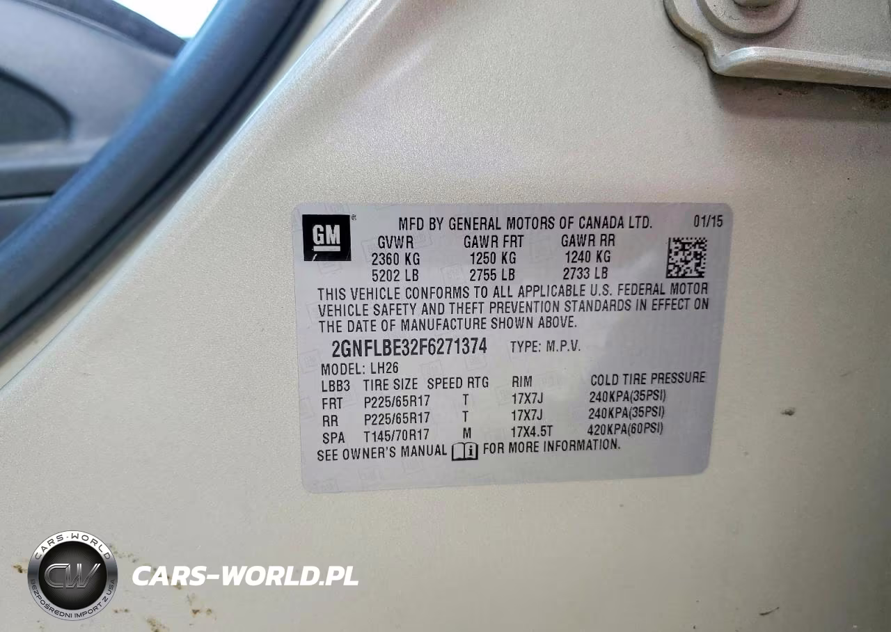 2015 Chevrolet Equinox Lt VIN:2GNFLBE32F6271374 - 14