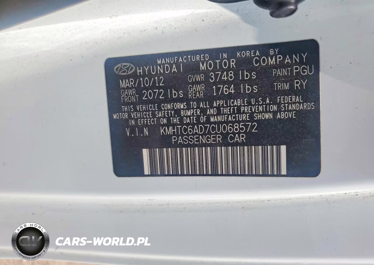 2012 Hyundai Veloster Base VIN:KMHTC6AD7CU068572 - 12