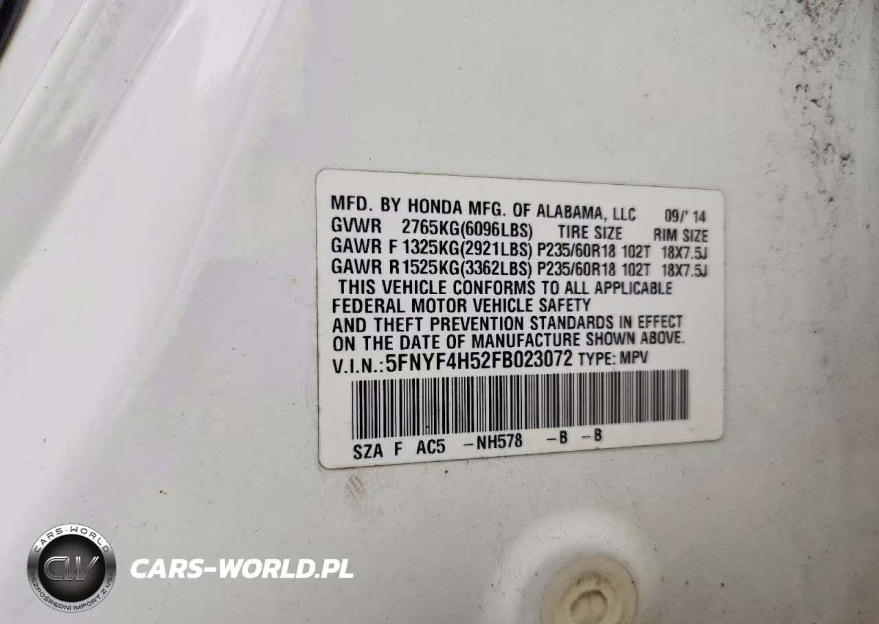 2015 Honda Pilot Exl VIN:5FNYF4H52FB023072 - 13