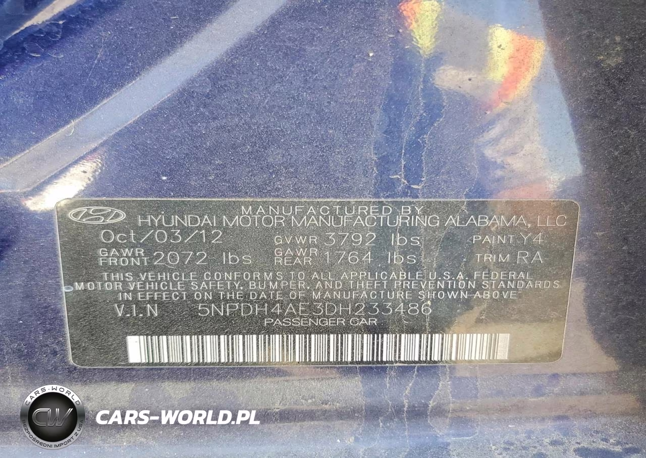 2013 Hyundai Elantra Gls VIN:5NPDH4AE3DH233486 - 12