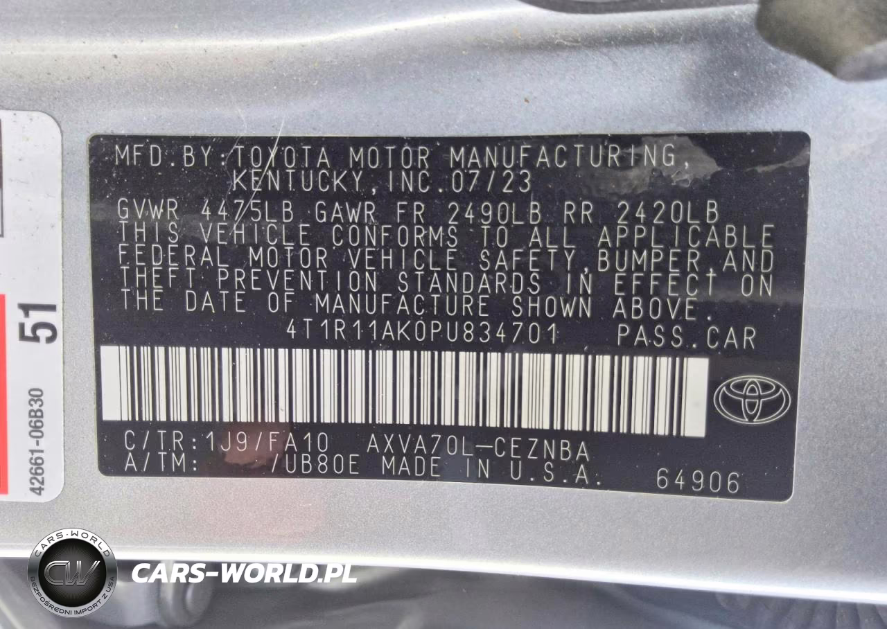 2023 Toyota Camry Le VIN:4T1R11AK0PU834701 - 13
