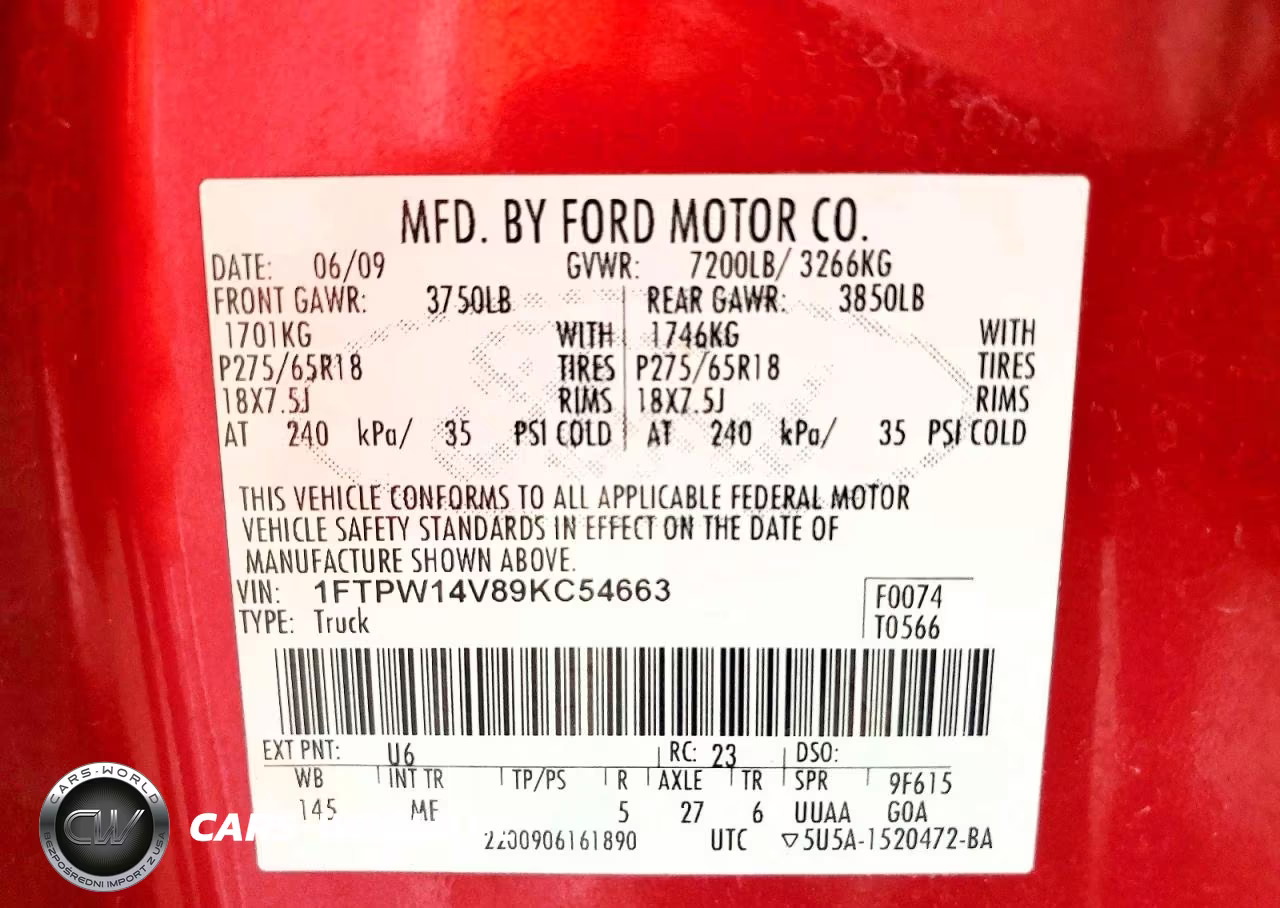 2009 Ford F150 Supercrew VIN:1FTPW14V89KC54663 - 12