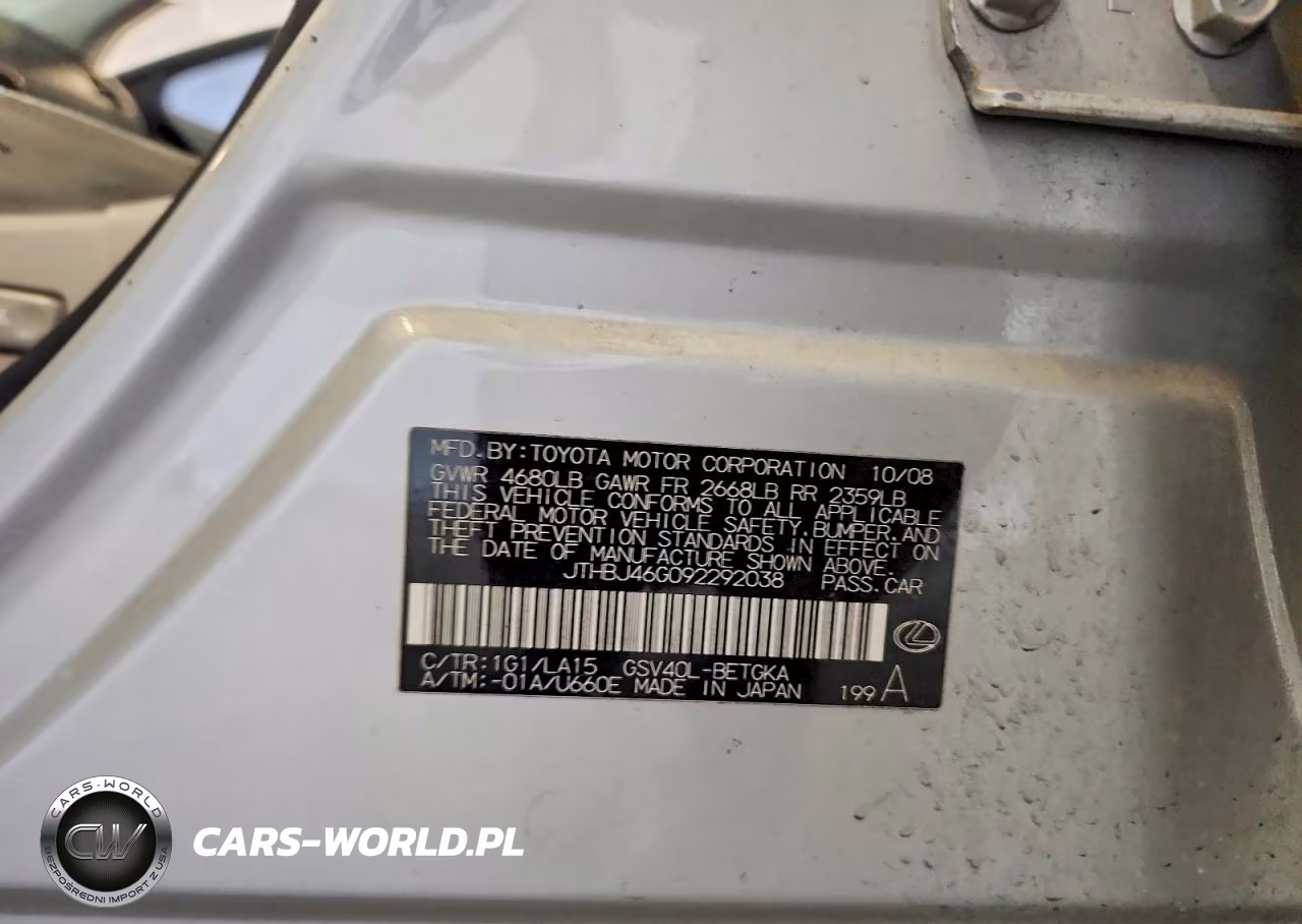 2009 Lexus Es 350 VIN:JTHBJ46G092292038 - 12