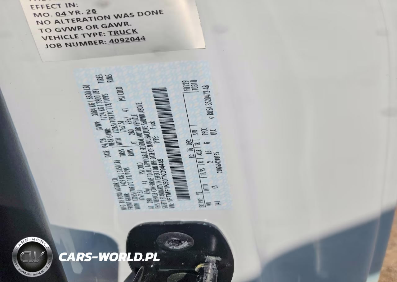 2026 Ford F150 Xl VIN:1FTMF1K50TKD94445 - 12