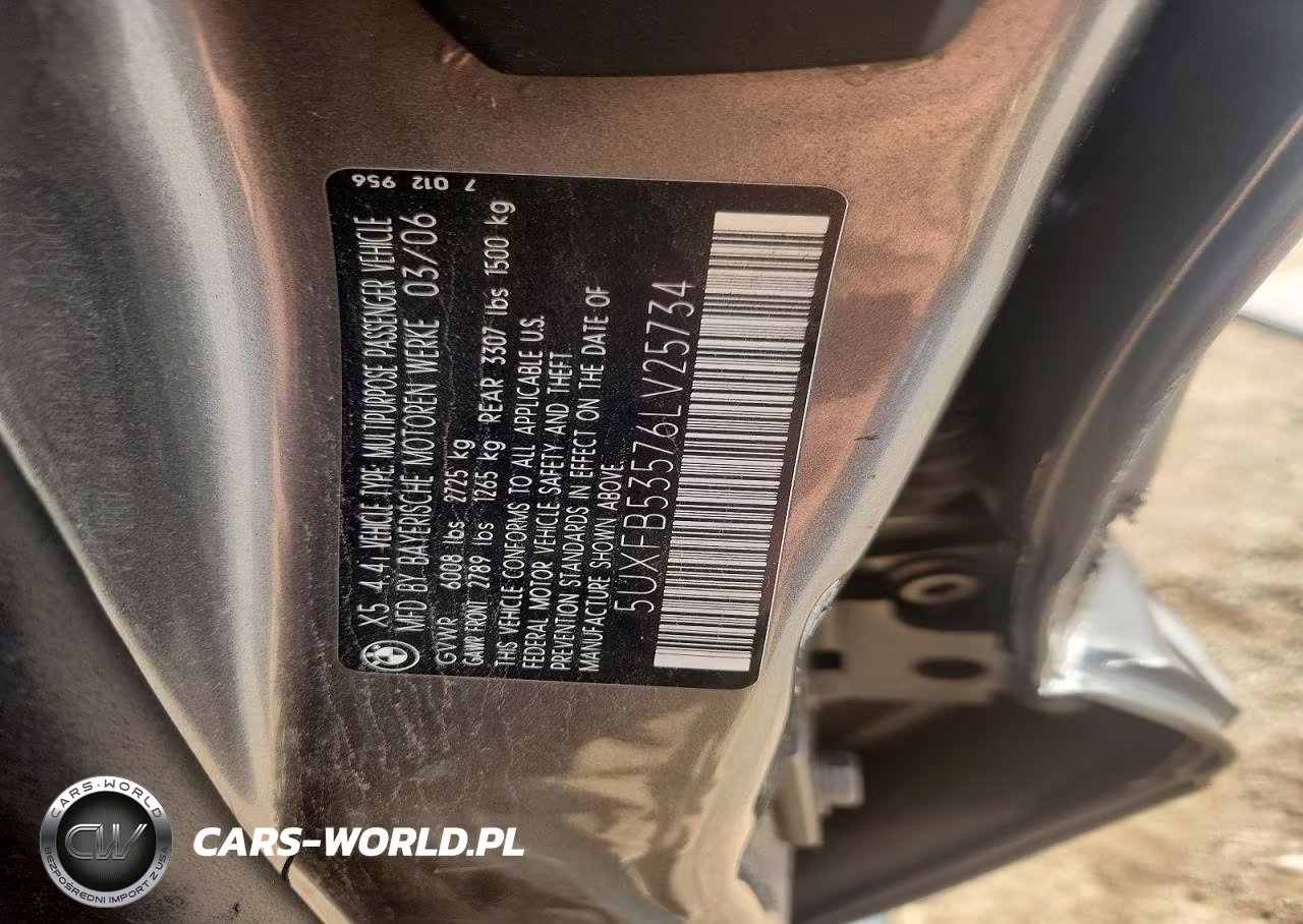 2006 BMW X5 4.4I VIN:5UXFB53576LV25734 - 12