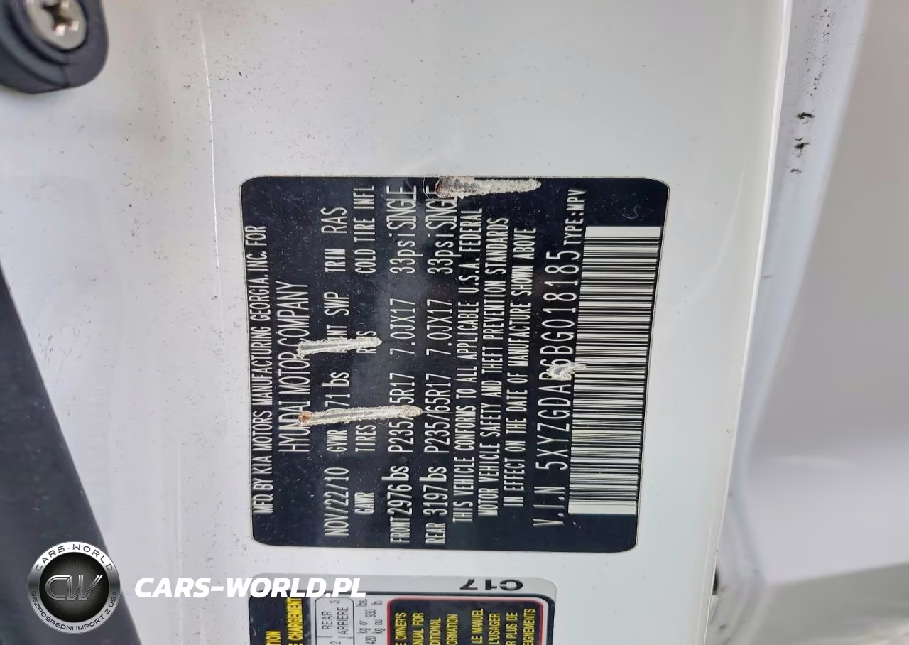 2011 Hyundai Santa Fe Gls VIN:5XYZGDAB6BG018185 - 13