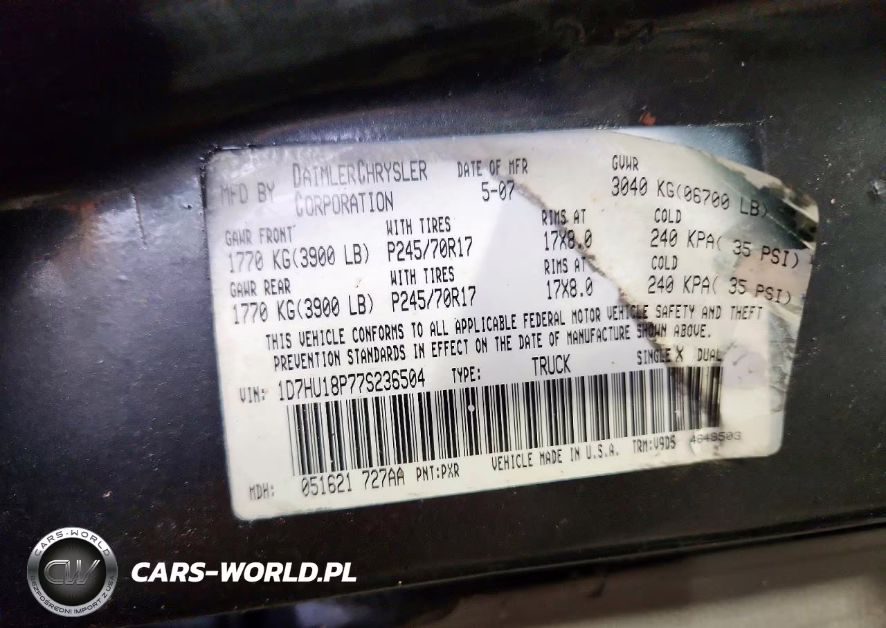 2007 Dodge Ram 1500 St VIN:1D7HU18P77S236504 - 12