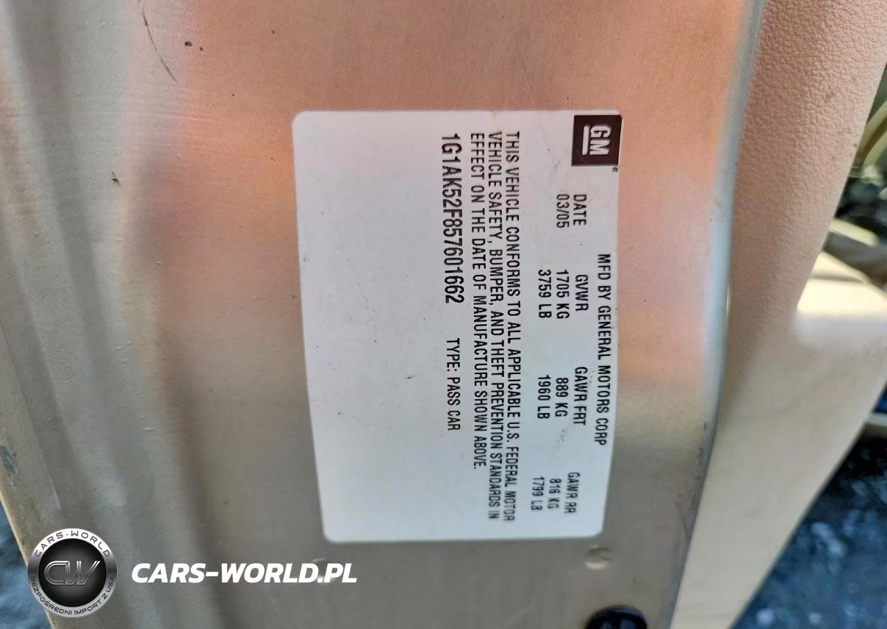 2005 Chevrolet Cobalt VIN:1G1AK52F857601662 - 12