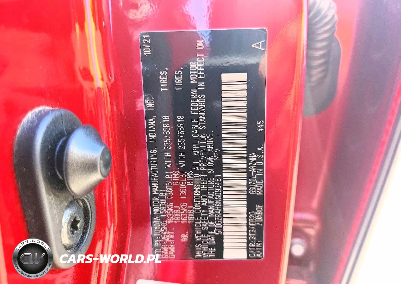 2022 Toyota Highlander Xle VIN:5TDGZRAH8NS093481 - 13