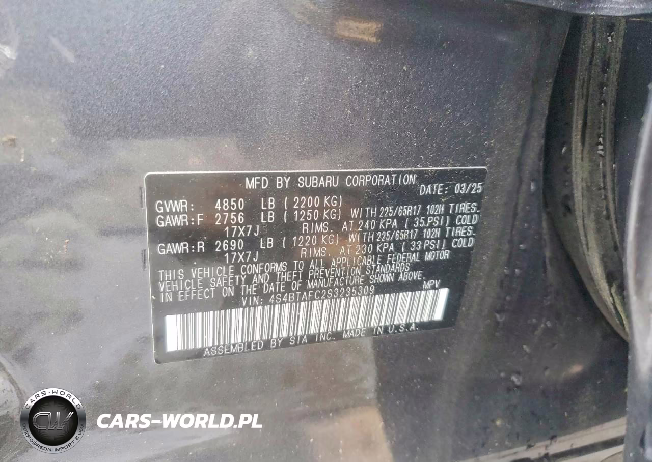2025 Subaru Outback Premium VIN:4S4BTAFC2S3235309 - 13