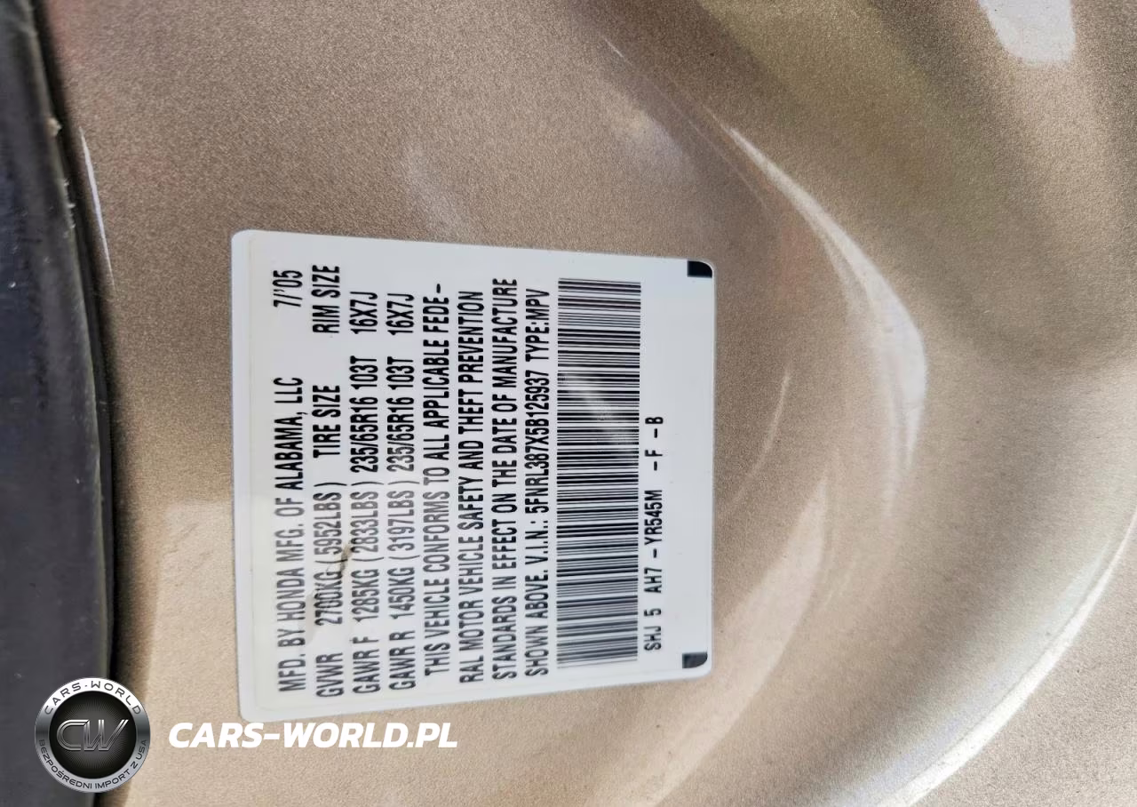 2005 Honda Odyssey Exl VIN:5FNRL387X5B125937 - 13
