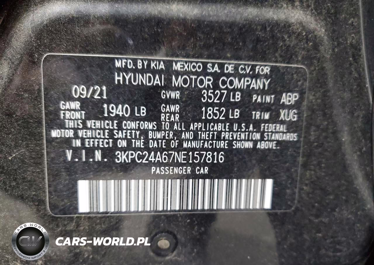 2022 Hyundai Accent Se VIN:3KPC24A67NE157816 - 13