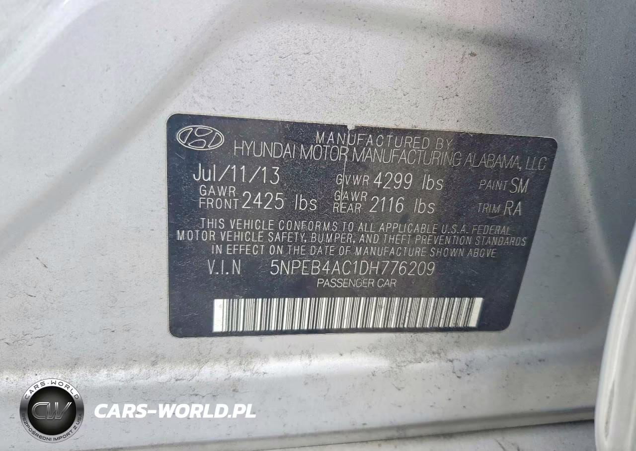 2013 Hyundai Sonata Gls VIN:5NPEB4AC1DH776209 - 12