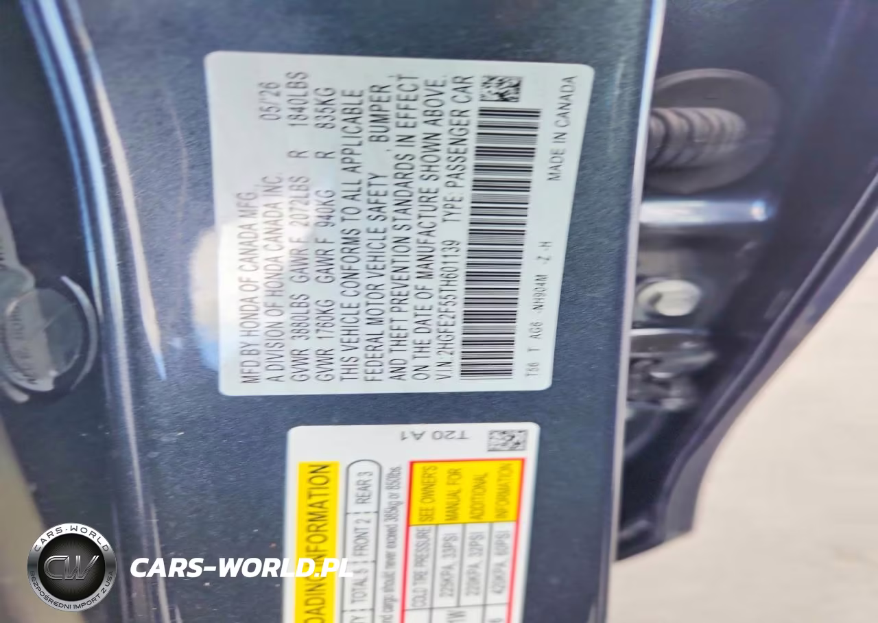 2026 Honda Civic Sport VIN:2HGFE2F55TH601139 - 13