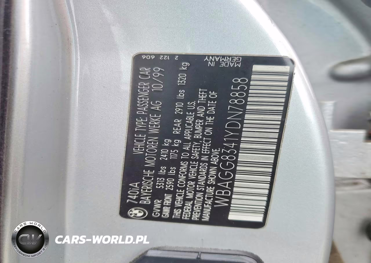 2000 BMW 740 I Automatic VIN:WBAGG8341YDN78858 - 12