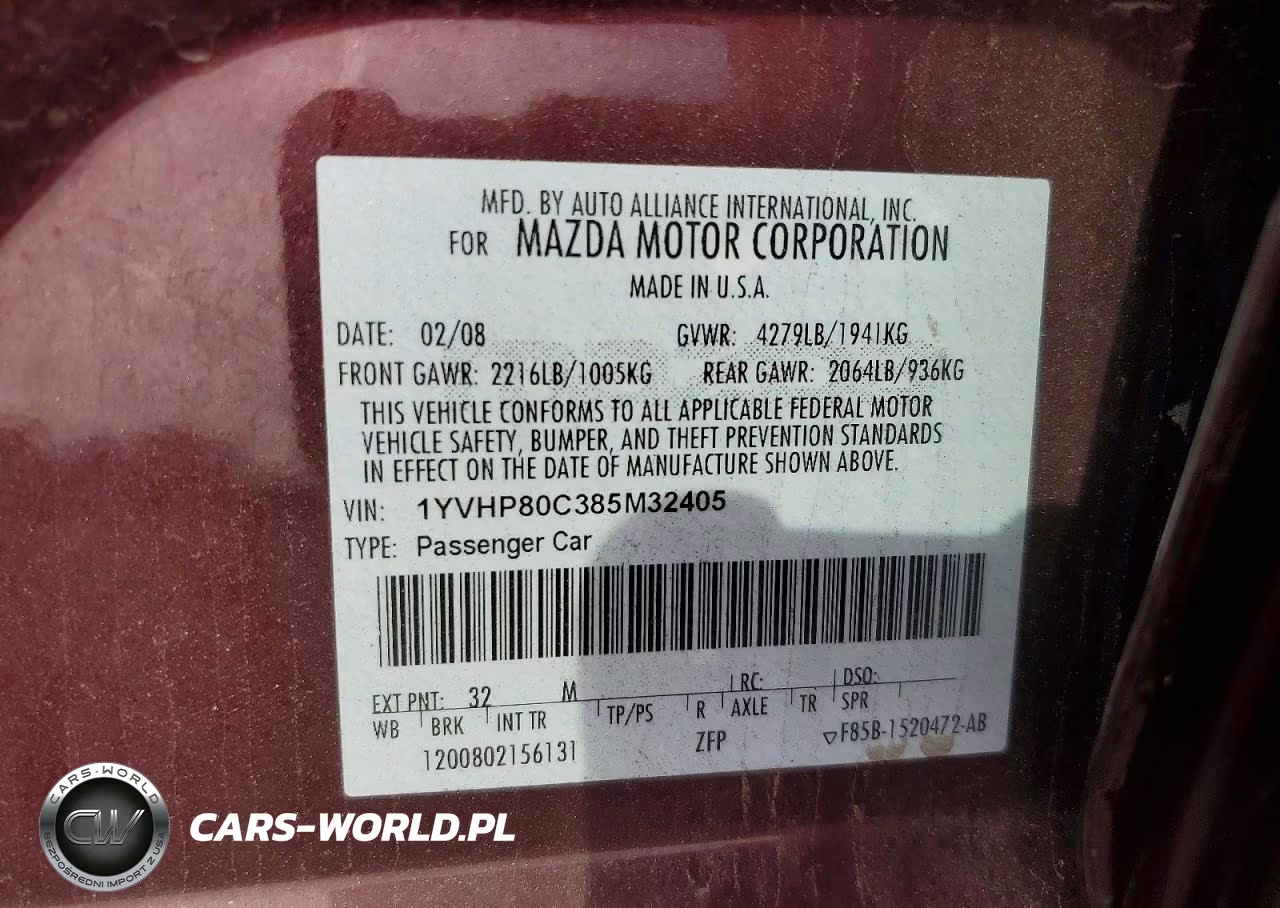 2008 Mazda 6 I VIN:1YVHP80C385M32405 - 12
