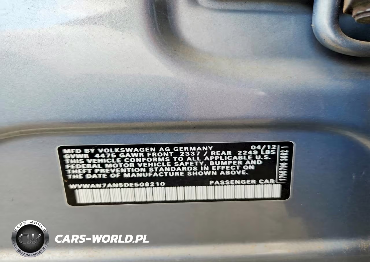 2013 Volkswagen Cc Sport VIN:WVWAN7AN5DE508210 - 12