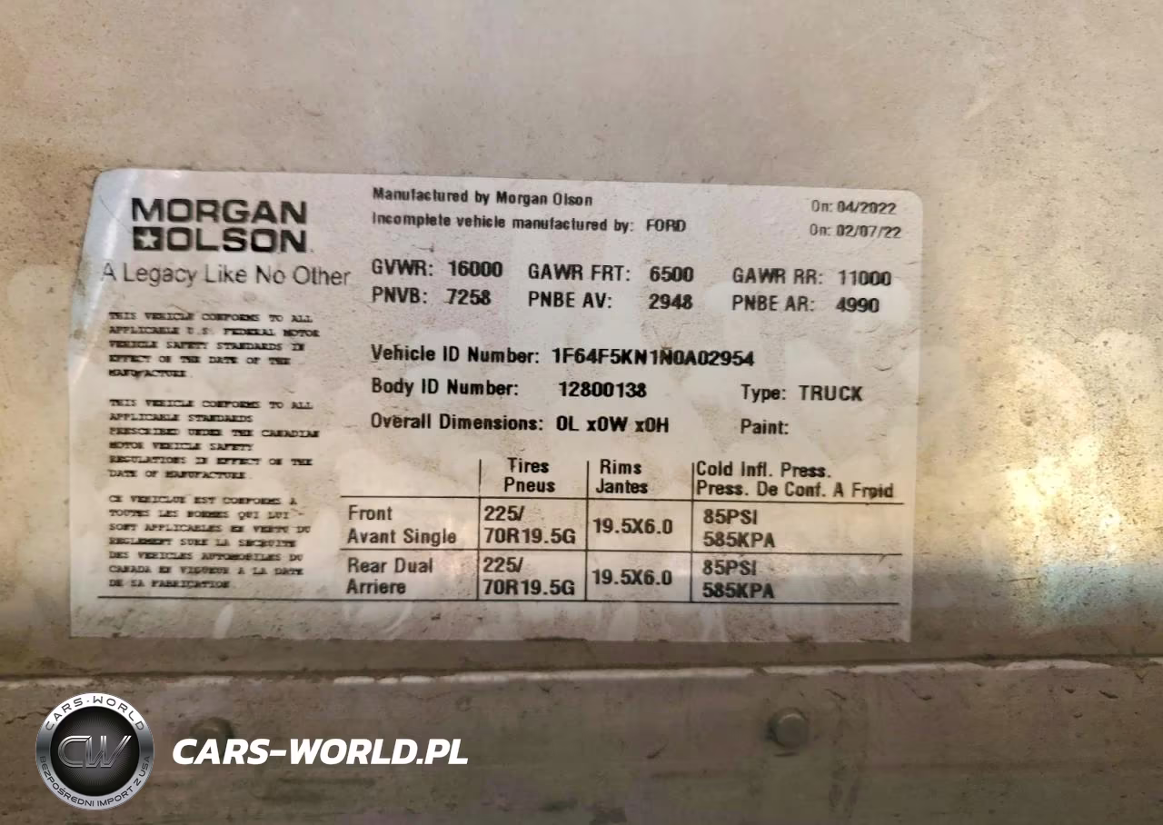 2022 Ford F59 - Delivery Van VIN:1F64F5KN1N0A02954 - 13