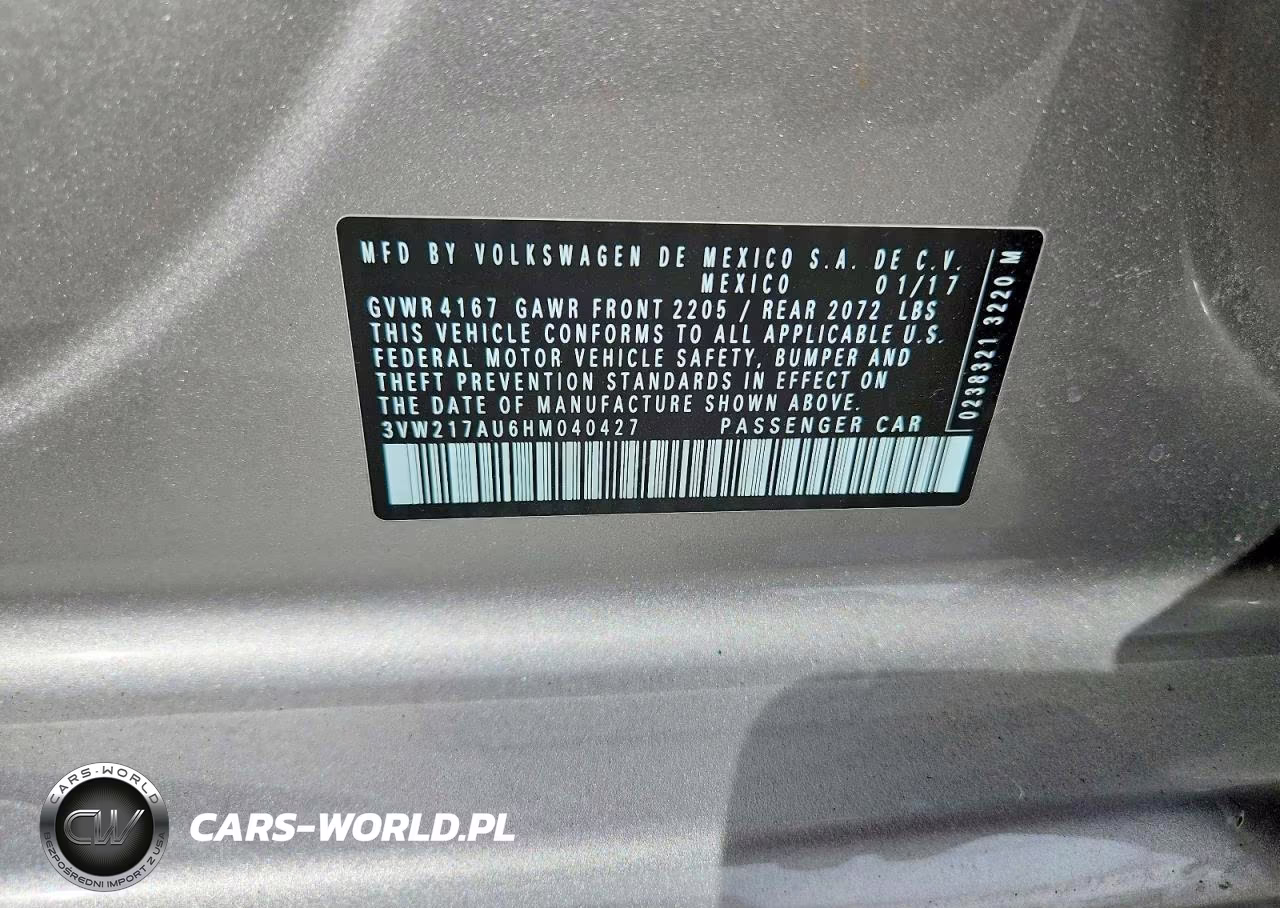 2017 Volkswagen Golf S VIN:3VW217AU6HM040427 - 13