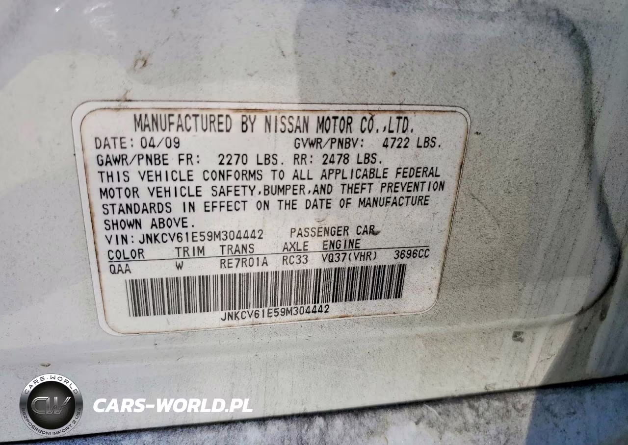 2009 Infiniti G37 Sedan Base VIN:JNKCV61E59M304442 - 12