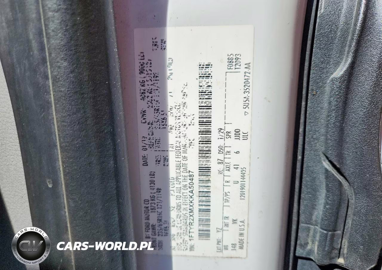 2019 Ford Transit T-250 VIN:1FTYR2XMXKKA50487 - 13