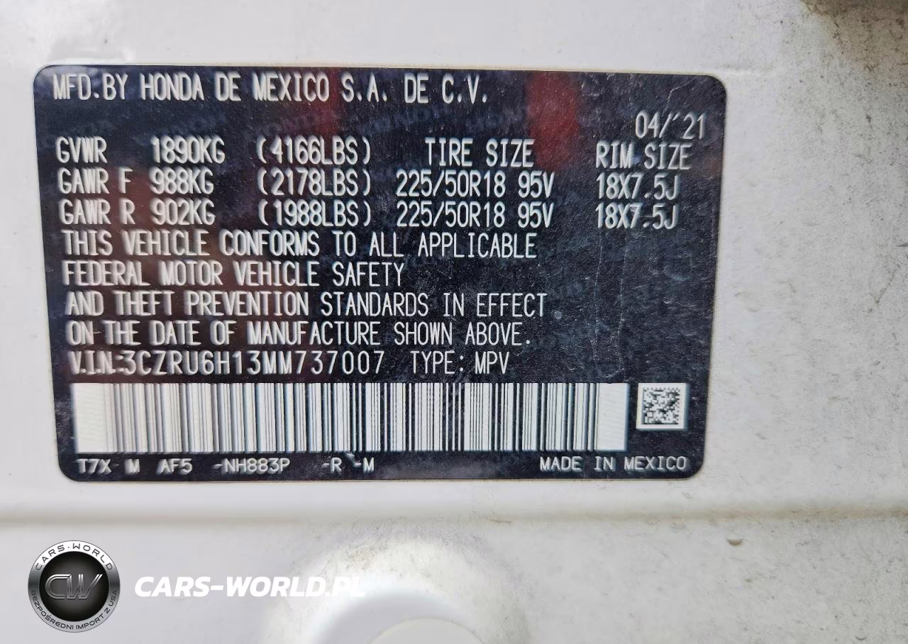 2021 Honda Hr-V Sport VIN:3CZRU6H13MM737007 - 13
